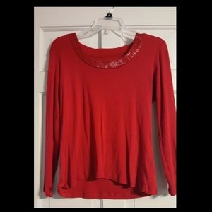 Sequin Scoop Neck with Long Sleeves