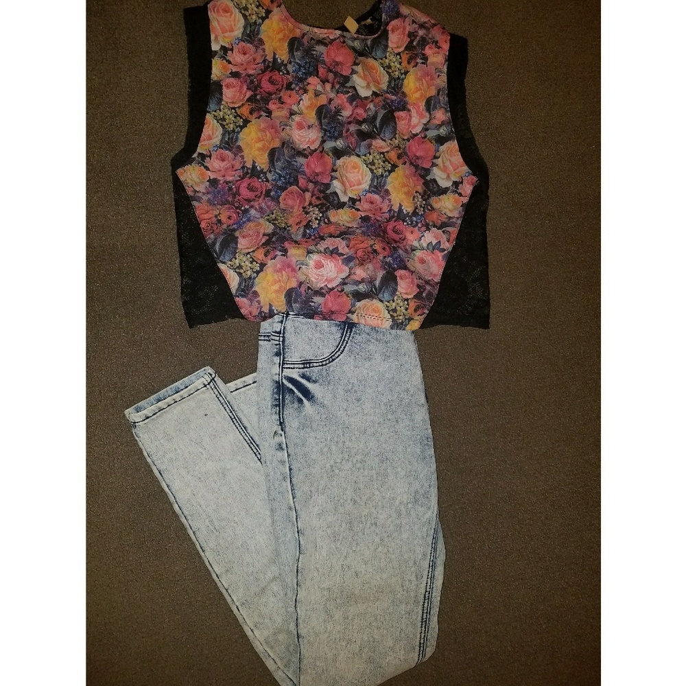 Zara Crop Top, High waisted jean