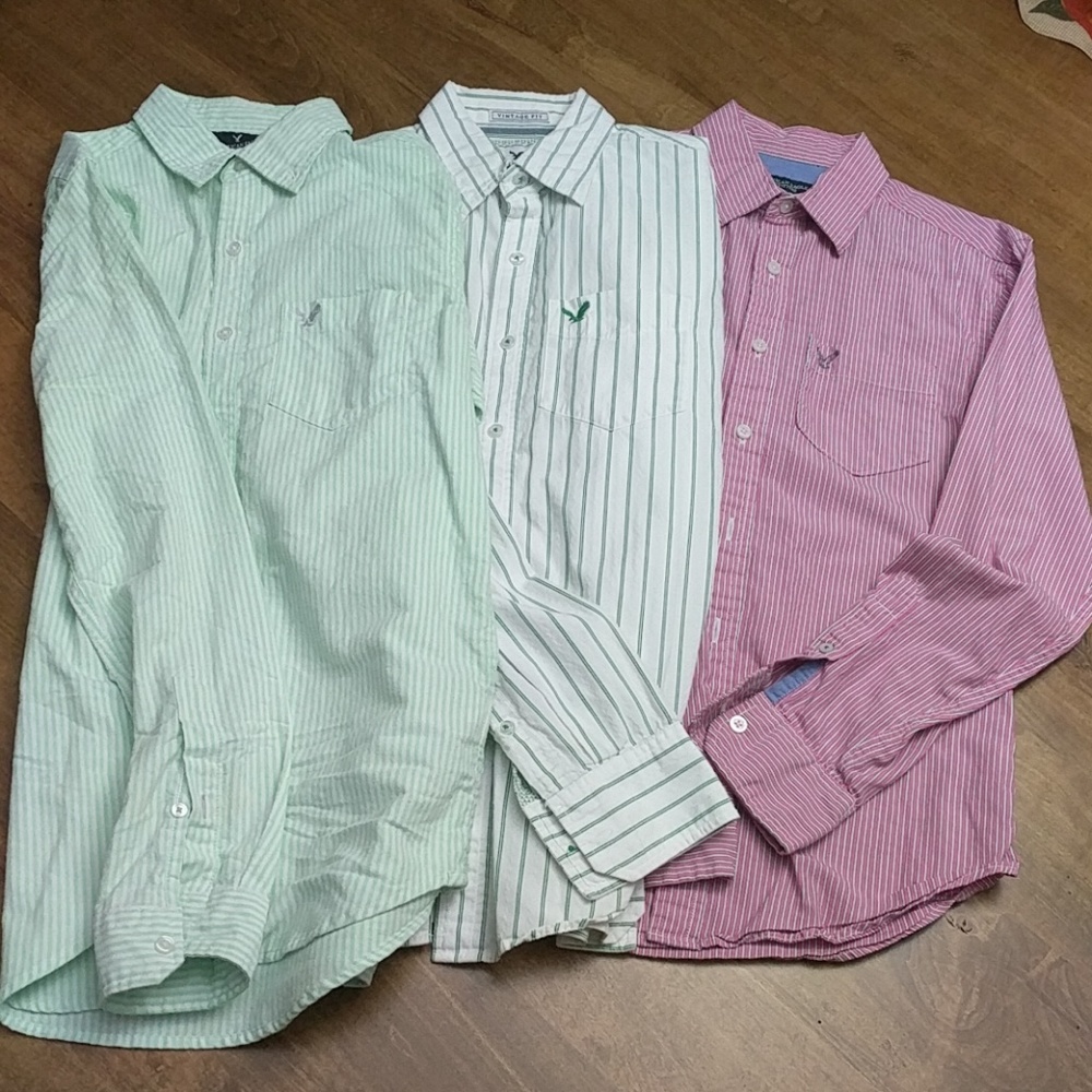 3 American Eagle Mens XS Button Up Shirts
