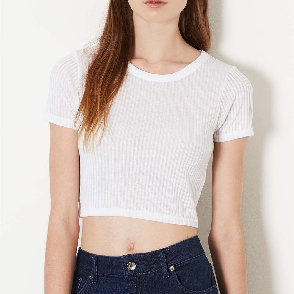 Top Shop Ribbed Cropped T-Shirt