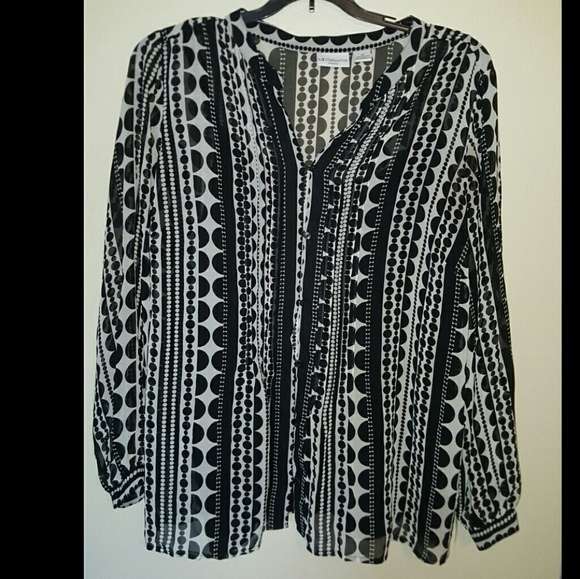 Liz Claiborne Sheer Button Down with Cami - Picture 1 of 6