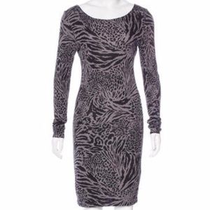 Alice & Olivia gray leopard sheath bodycon dress
