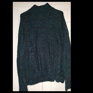 Mottled Green and Black Sparkly Turtleneck