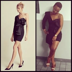 Black dress with black satin knot in front