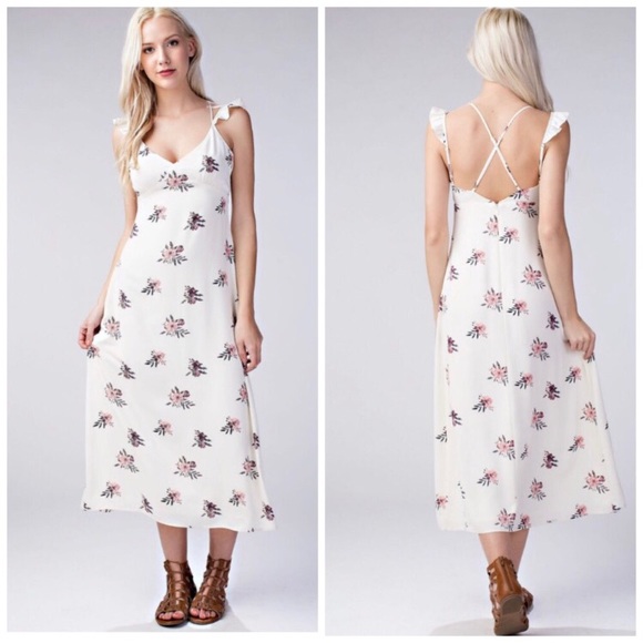 NWT Honey Punch Midi Slip Dress - WHITE - Picture 2 of 5