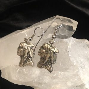 Indian head fishhook earrings