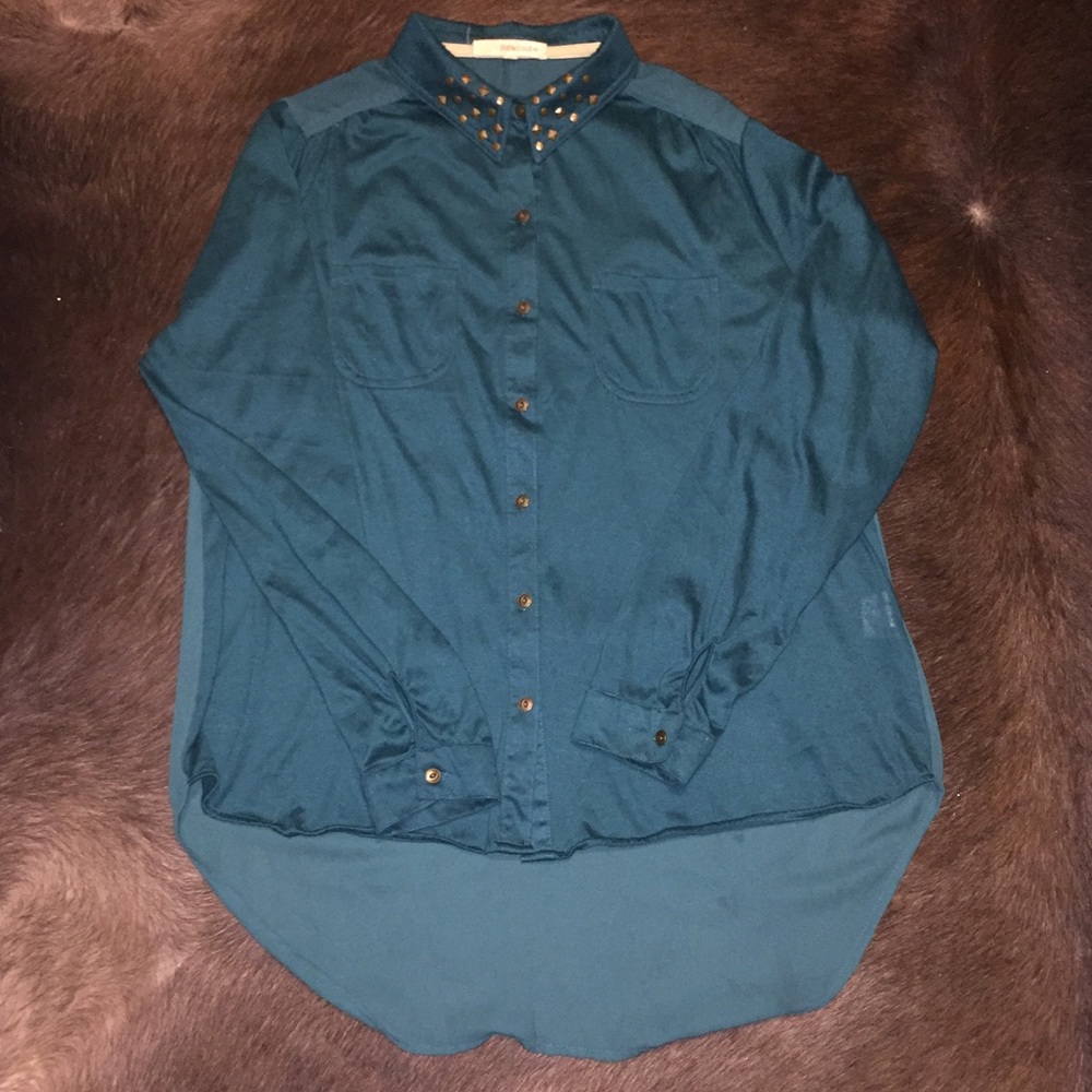 Rewind Slinky Studded Collar Long Sleeve Shirt