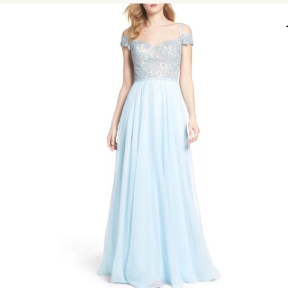 La Femme Powder Blue Ball Gown