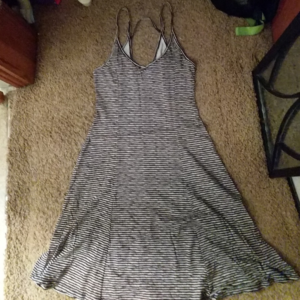 Billabong brown & white striped tank top dress