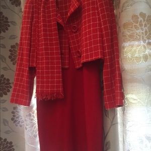 Vintage David Hayes red two piece dress set.