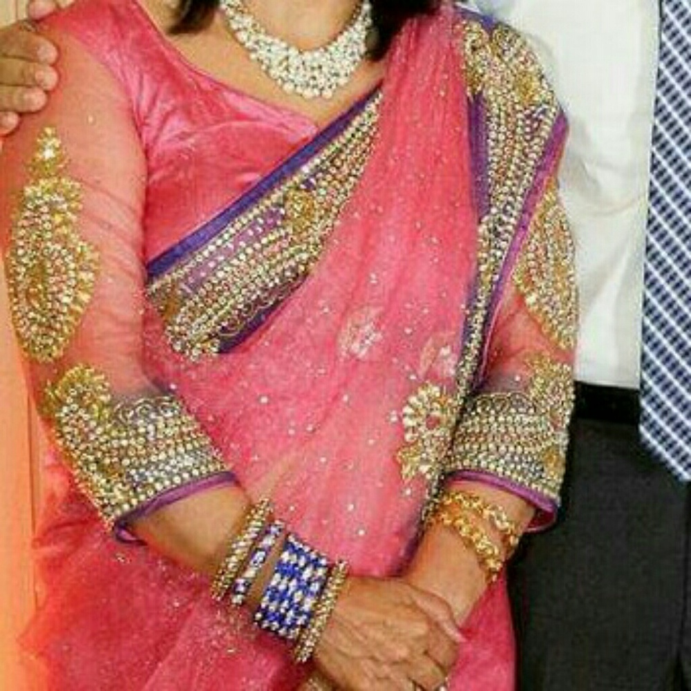Indian Bollywood  heavy stone work sari - Picture 7 of 7