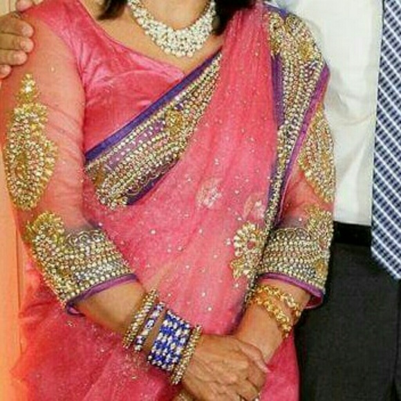 Indian Bollywood  heavy stone work sari - Picture 7 of 7