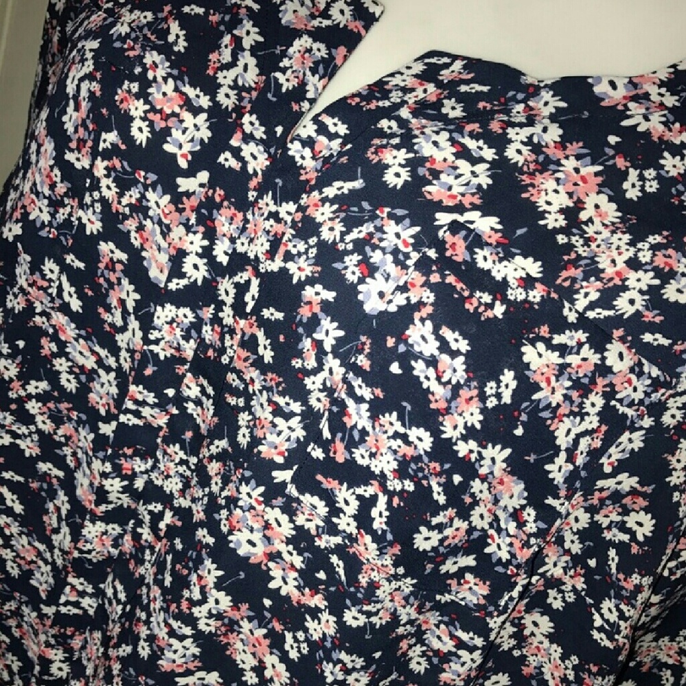 Blue Floral Print Blouse Torrid