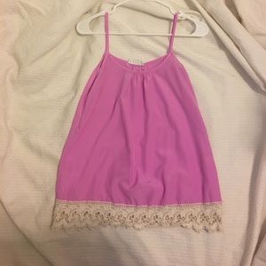 Pink spaghetti strap with crochet detailing