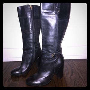 Tall black leather boots