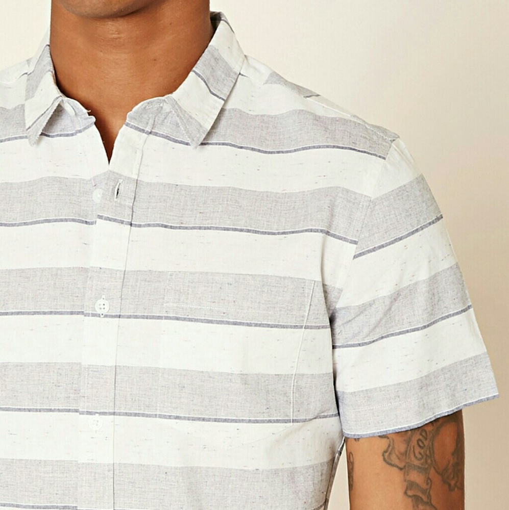 Striped Woven Collared Shirt L
