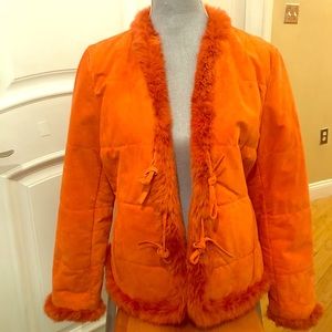 Orange suede coat !