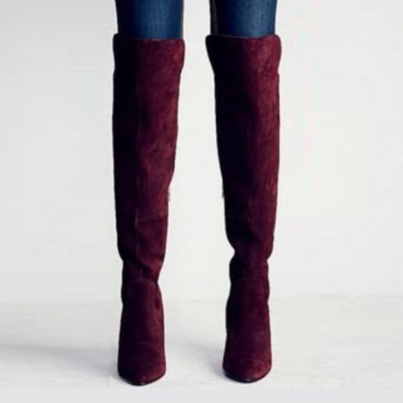 FREE PEOPLE Salina Over the Knee BOOTS Red - Picture 2 of 5