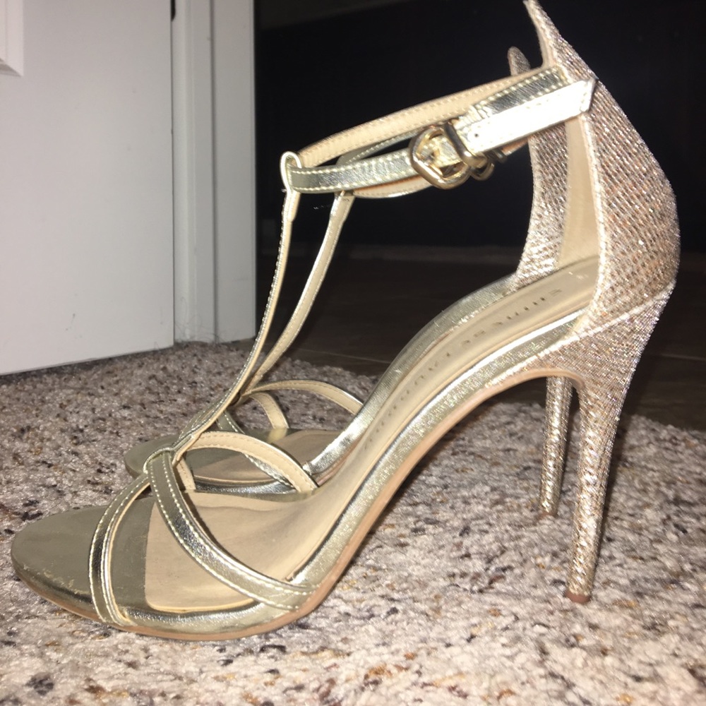 Chinese Laundry gold strappy heels