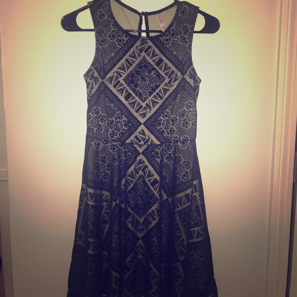 Floral and Geometric Print Dress