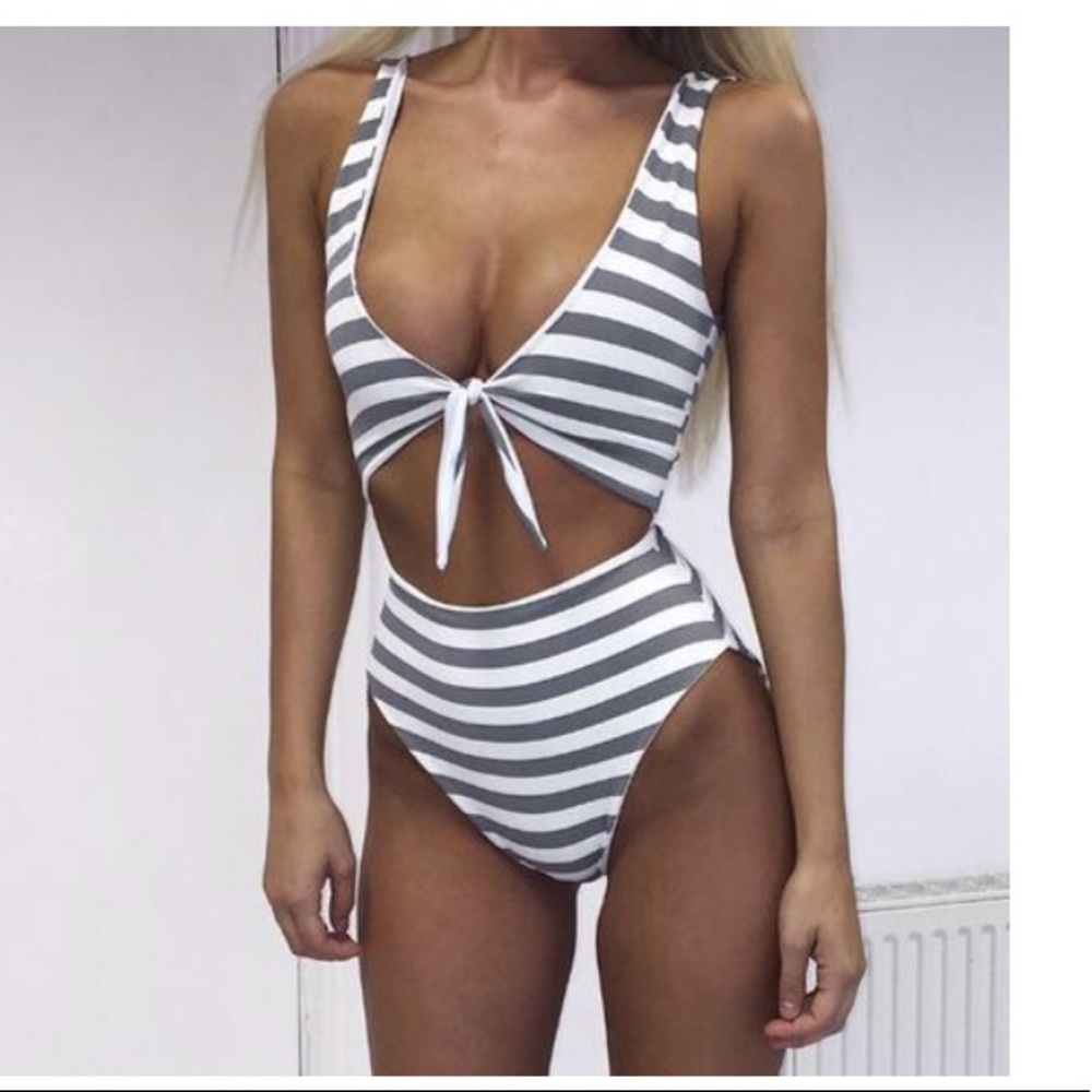Striped cut out one piece.