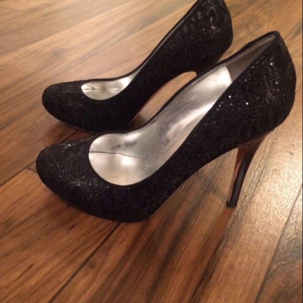 Black sequin heels