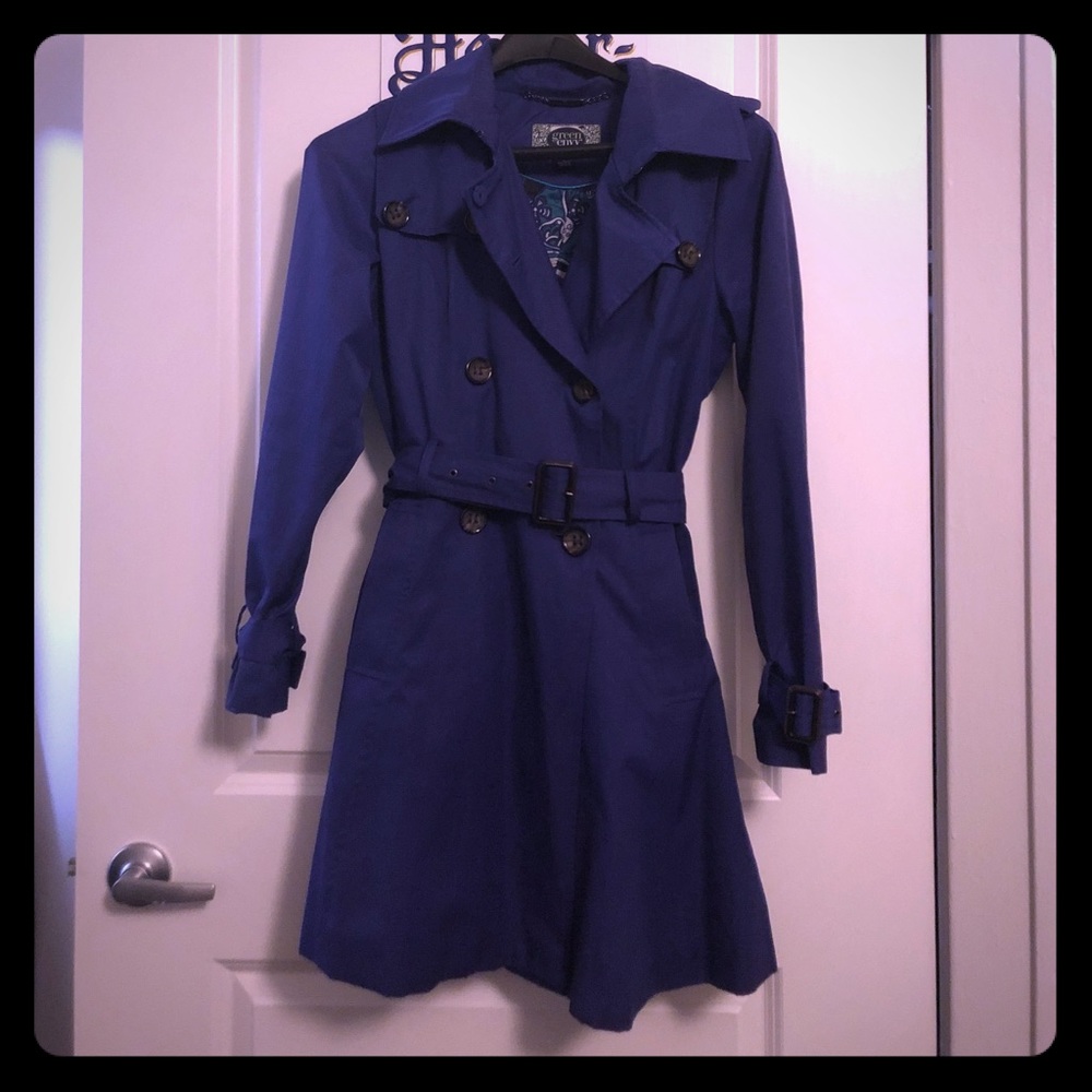Royal Blue knee length trench coat