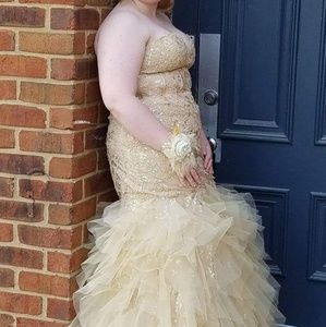 Jovani Embroidered Bodice Tiered Skirt