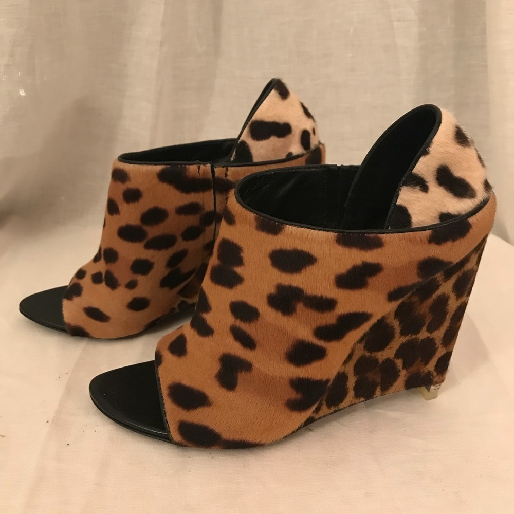 Alexander Wang Peep Toe Leopard Wedges
