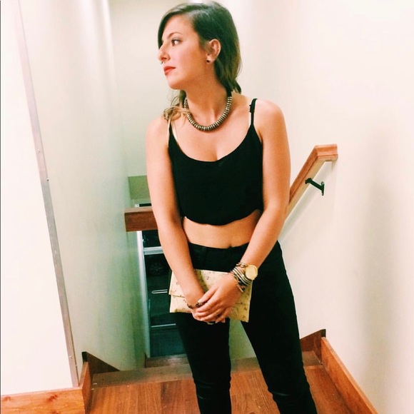 Brandy Melville Tops - Black Scalloped Crop Top