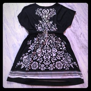 Black cotton print dress