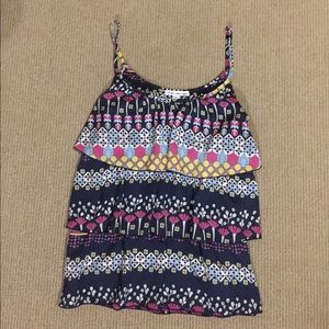 Tiered Ruffle Patterned Tank Too