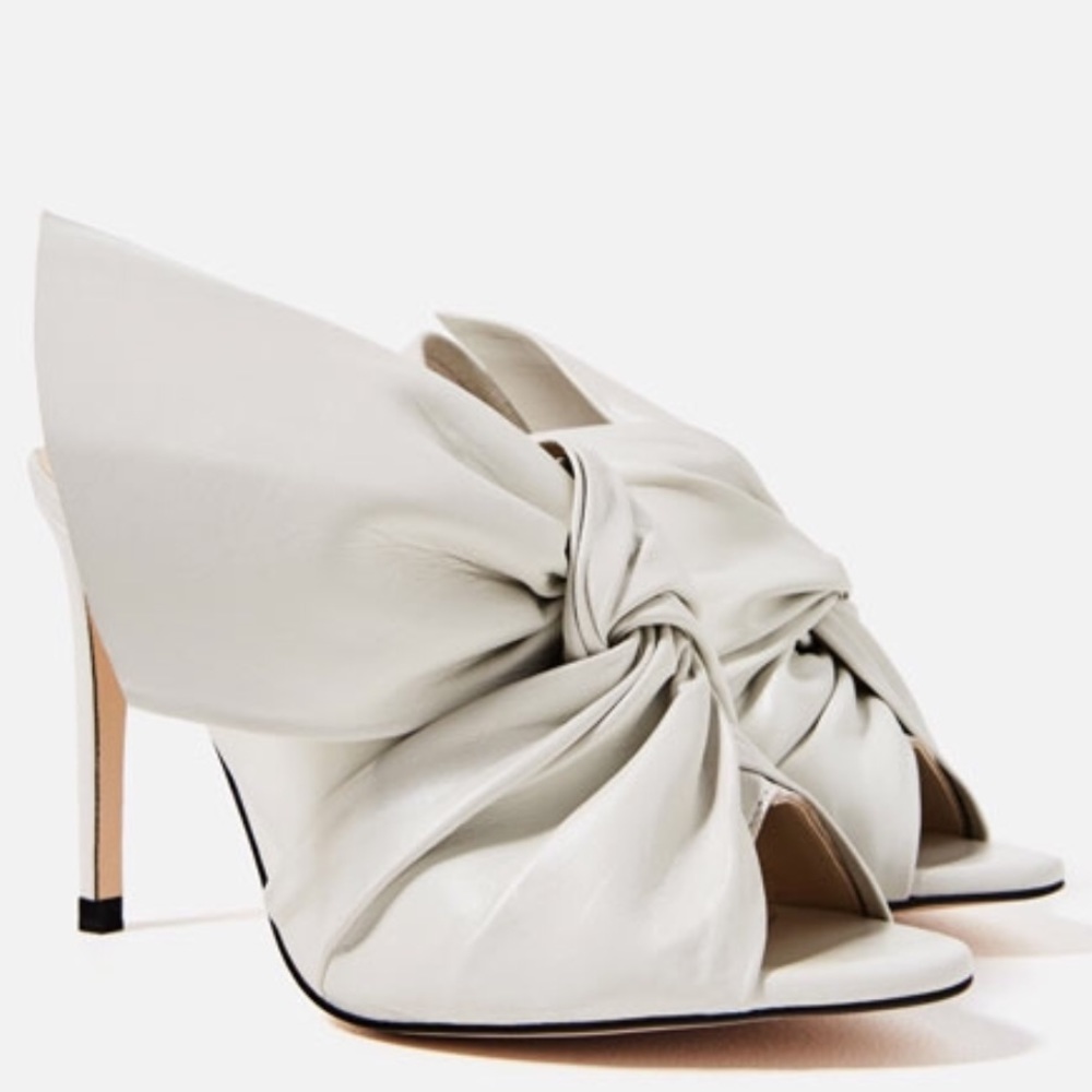 ZARA ECRU LEATHER HIGH STILETTO SLINGBACK