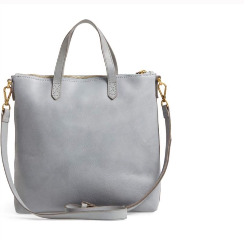 Madewell Gray Transport Crossbody Mini Leather Bag