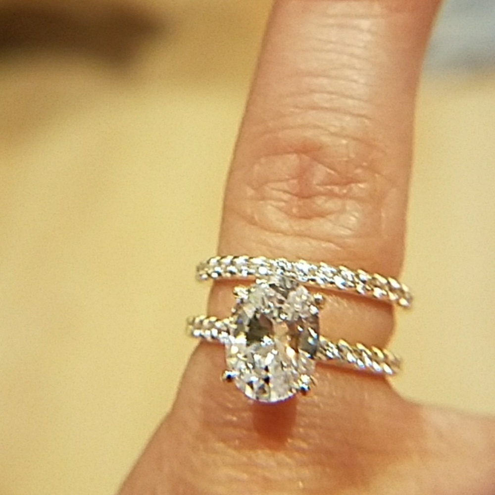 2ct 14k Solid Yellow Gold Engagement Ring & Band