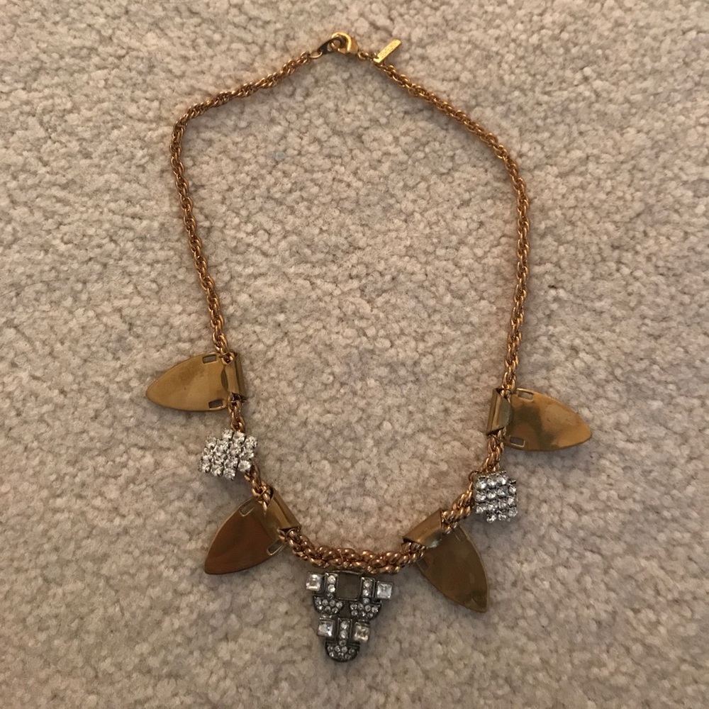 Jewel mint Plated Gold crystal bib necklace