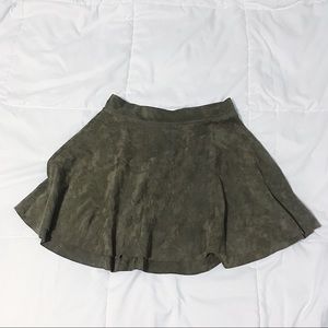 Olive Green Suede Circle Skirt