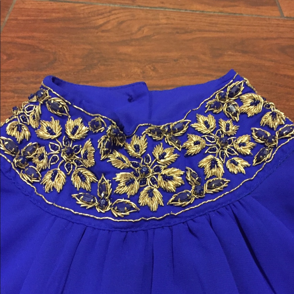 NWT royal blue beaded high neck dress