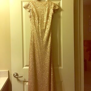 Sorella Vita Gold Sequin Cap Sleeve Evening Gown
