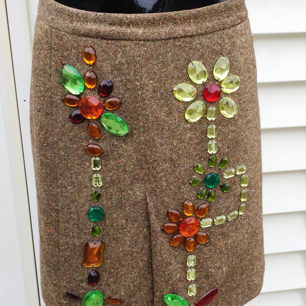 Vintage Dolce and Gabbana Bejeweled Tweed Skirt