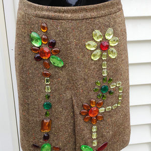 Vintage Dolce and Gabbana Bejeweled Tweed Skirt