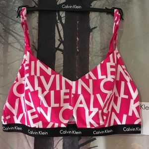 💕NWT Calvin Klein Bralette Pink & White