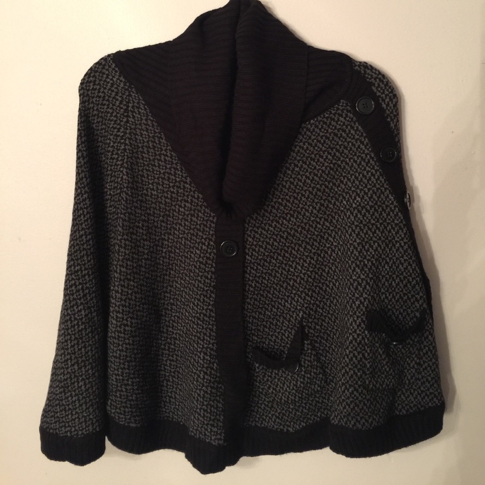 Grey and Black Poncho
