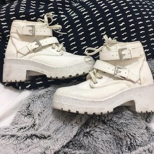 Topshop White Combat Boots