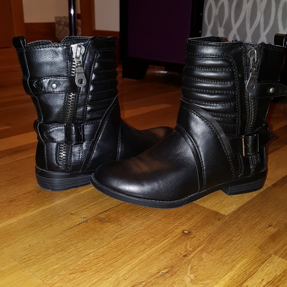 JustFab Black Moto Boots