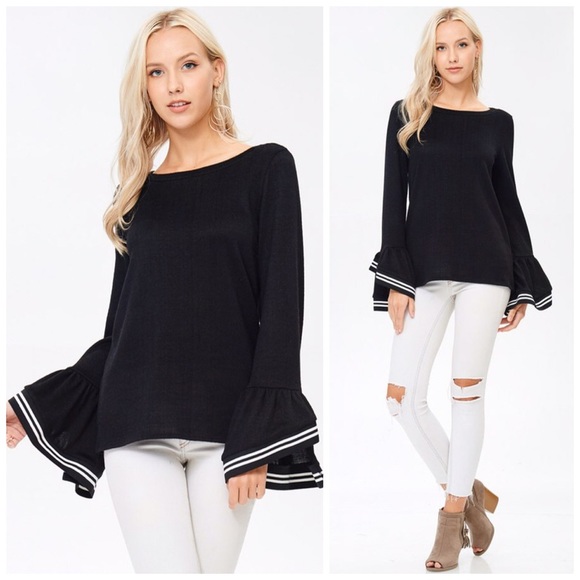 Last 1! Soft/Stunning Exaggerated Bell Sleeve Top - Picture 2 of 4