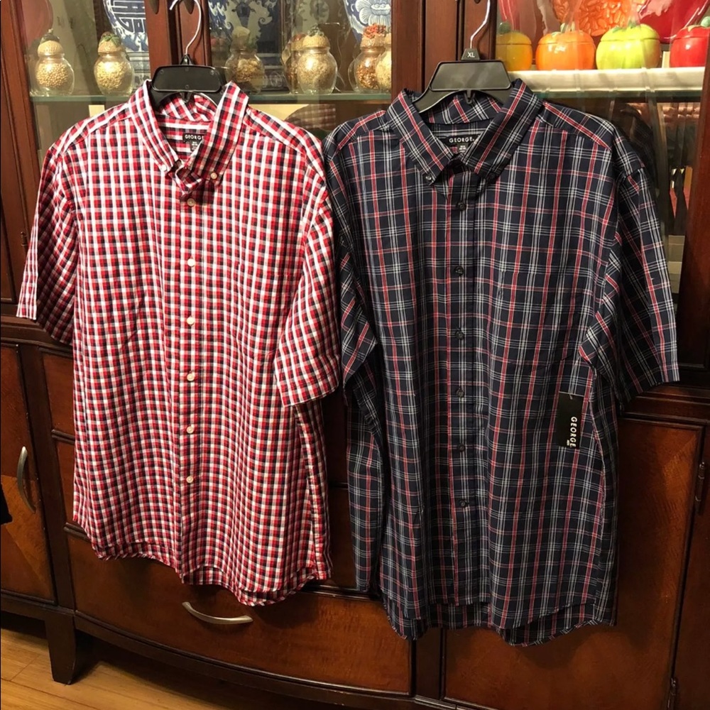 🌺 2 New Mens Short Sleeve Woven Shirt XL🌺