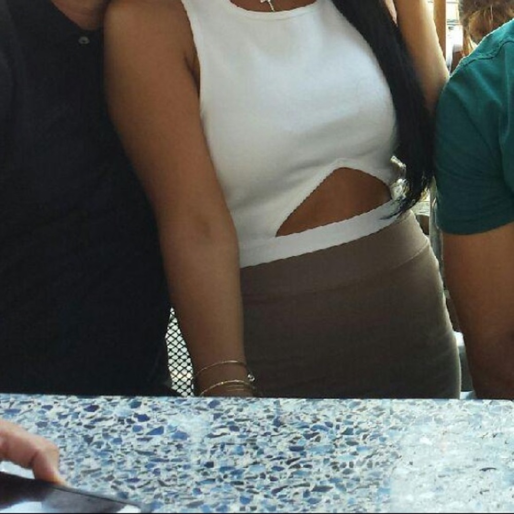 BOGO50%: White crop top with triangle hole