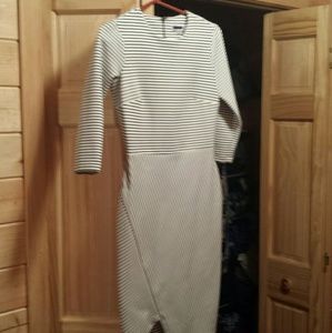 Calvin Klein white/black stripe 3/4 sleeve dress