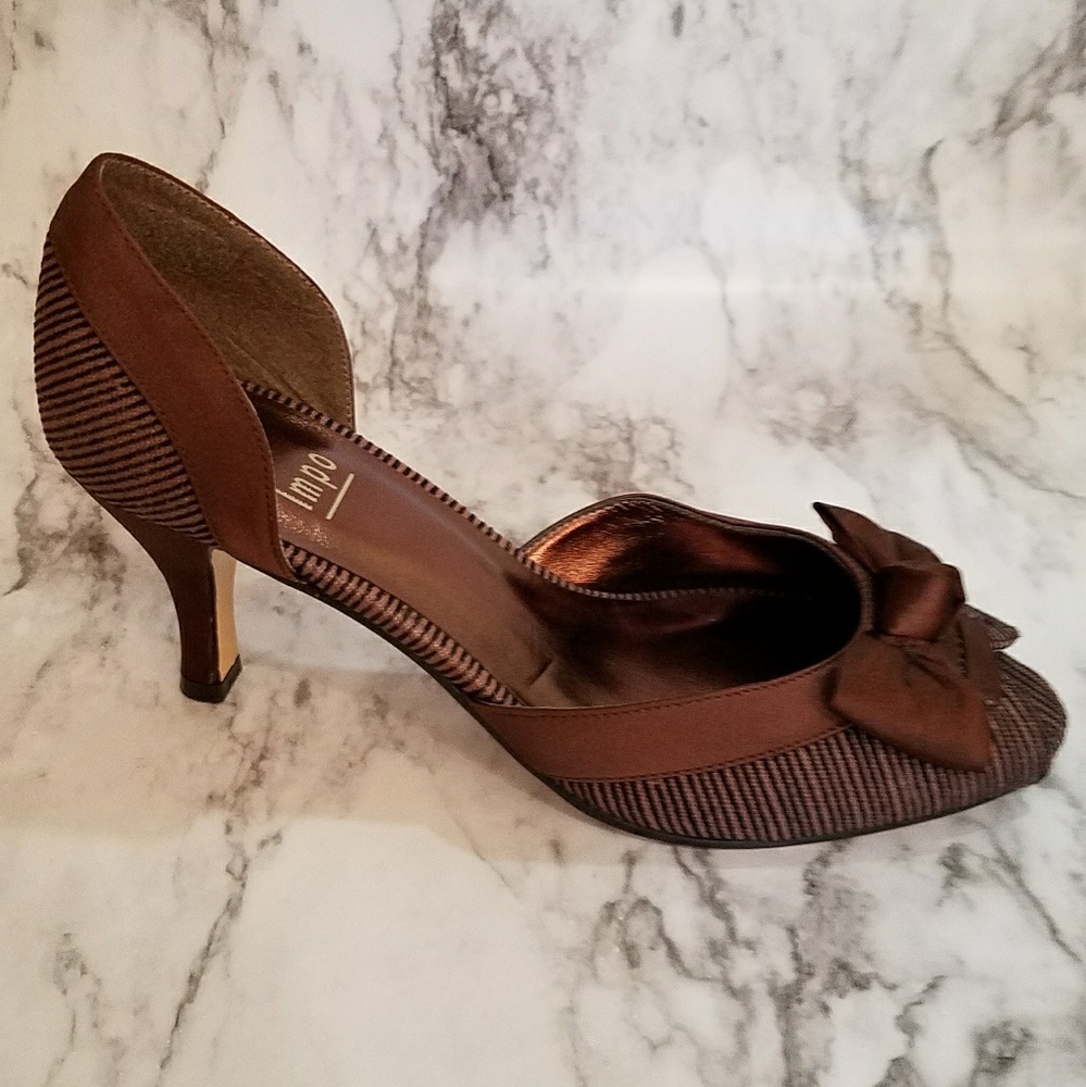 Impo Chocolate Brown OpenToe 3 1/2" Heal-Sz 7 1/2M
